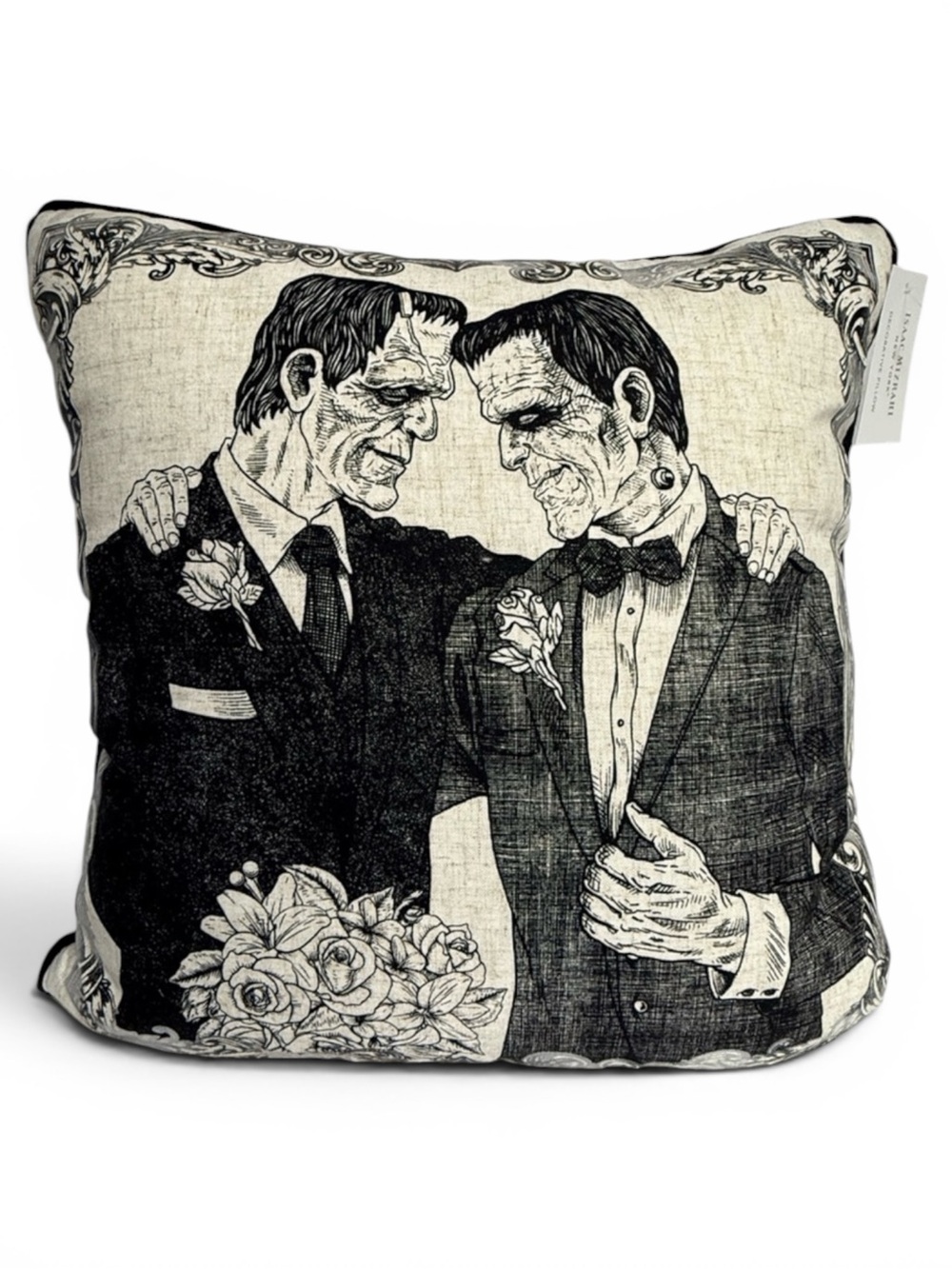 Isaac Mizrahi Halloween Frankenstein Groom Couple pride Decorative Pillow NWT